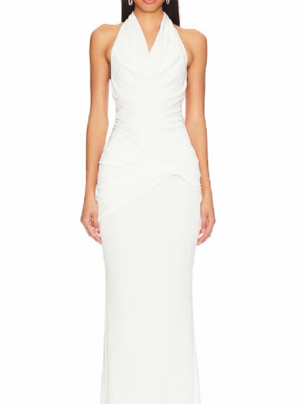 superdown White Backless ruched Halter Dahlia Gown size M new with tags